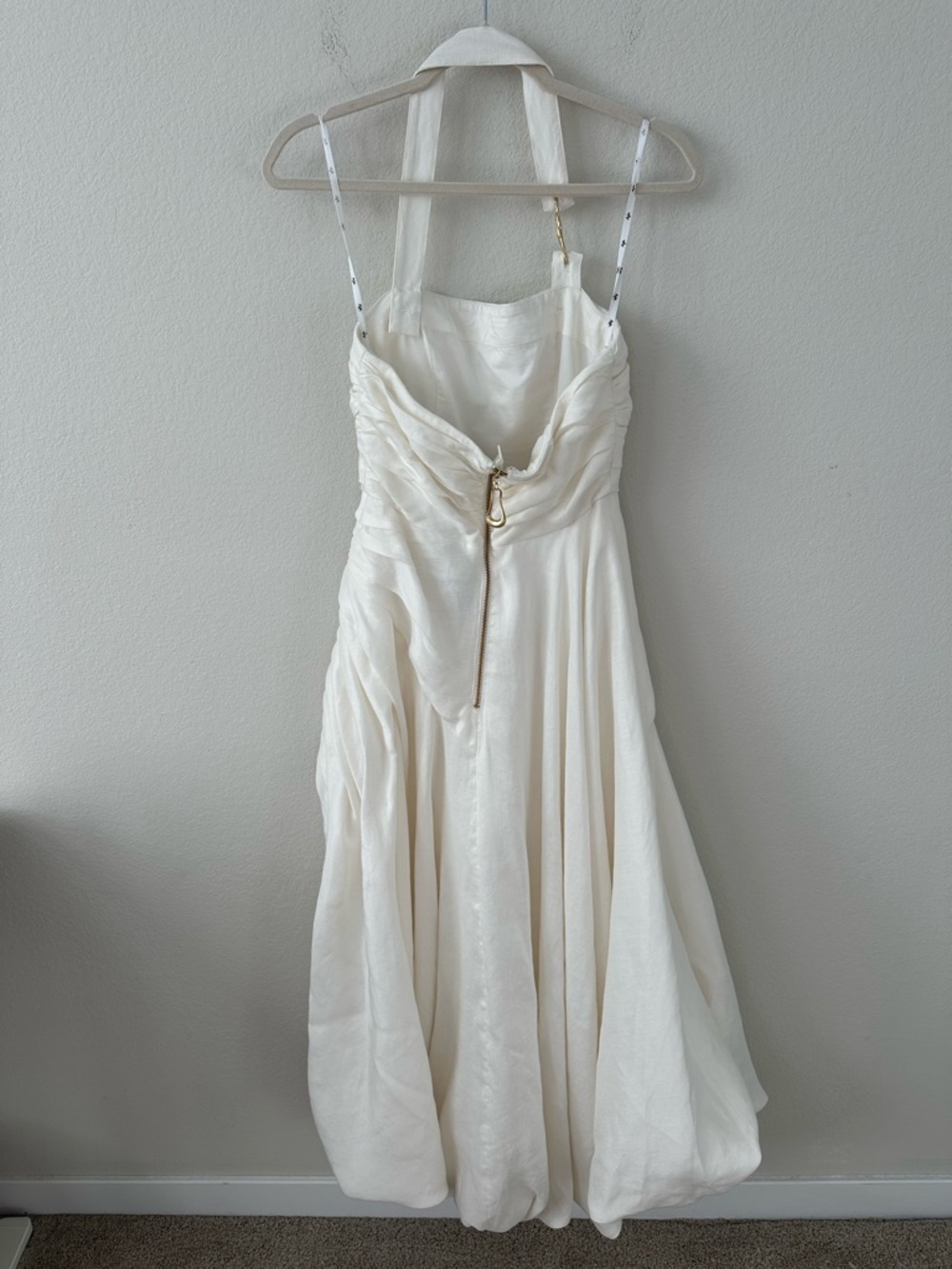 AJE Mika Draped Split White Midi Dress SZ US 4, AU 8 - Picture 10 of 11